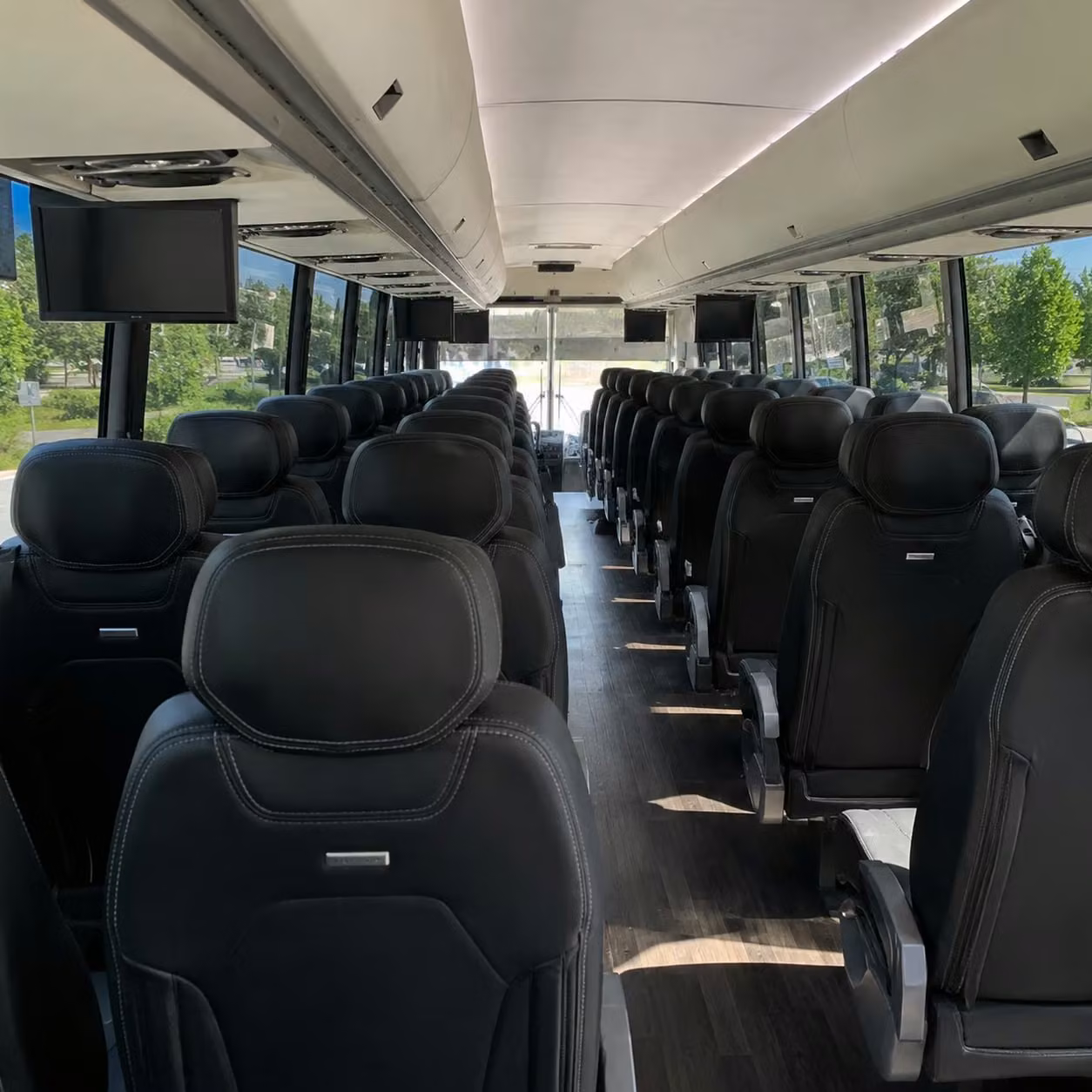 santa monica charter bus rental interior